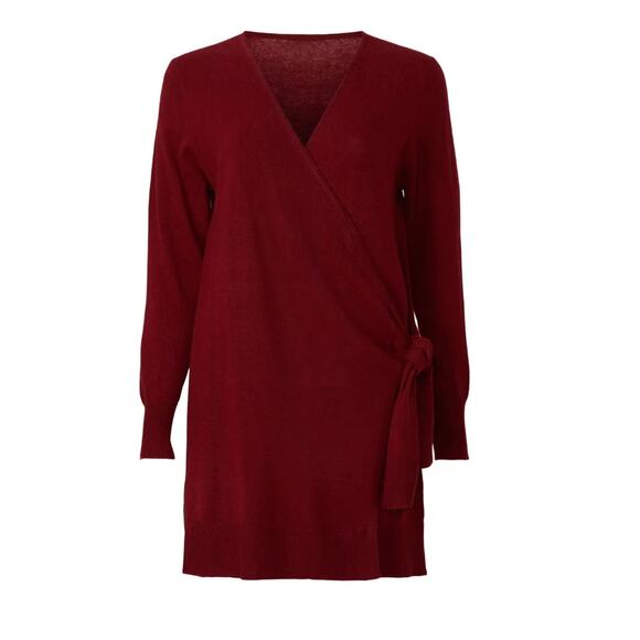Thakoon Red Mini Sweater Wrap Dress SMALL Knit Career Office Designer $280 - Picture 2 of 10